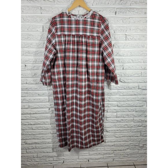 Friends of the Heart Womens Nightgown 1X Plus Lace Trim Red Plaid PLA29XE - Picture 6 of 10